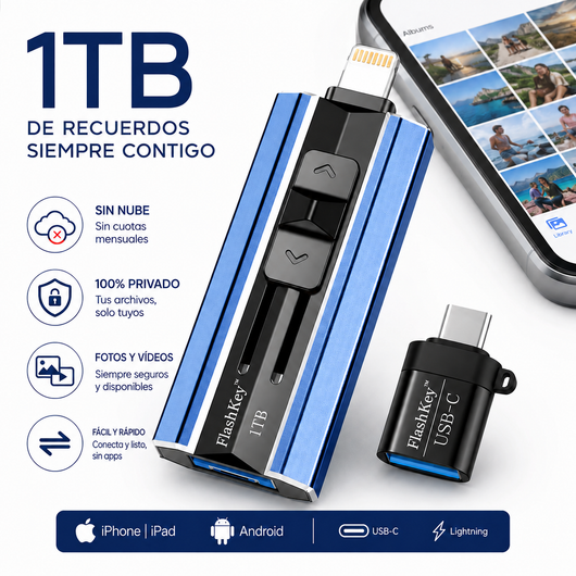 FlashKey™ — Memoria 1TB para iPhone, Android y PC