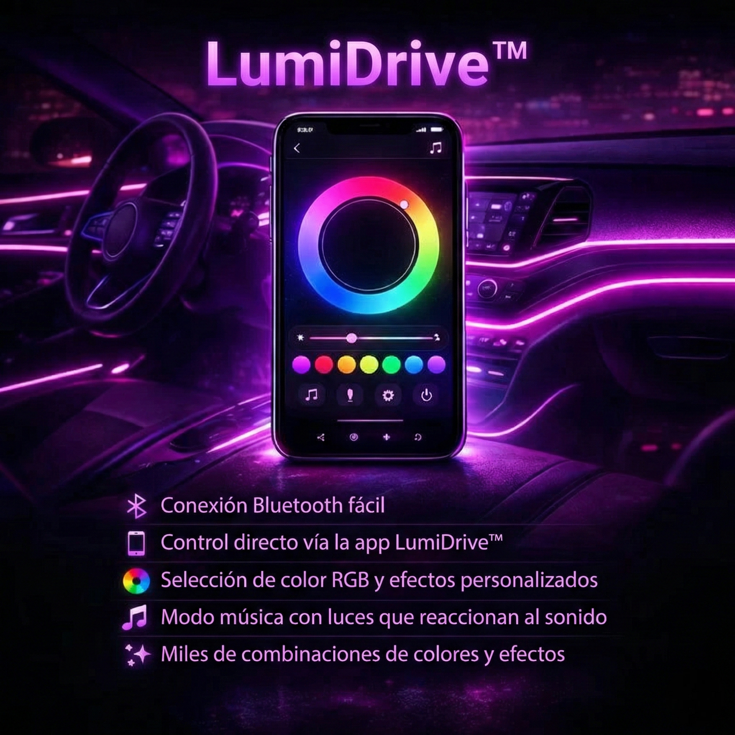 LumiDrive™ Luz ambiental para Coche