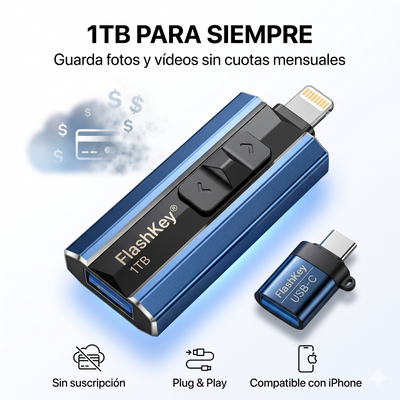 FlashKey™ — Memoria 1TB para iPhone, Android y PC